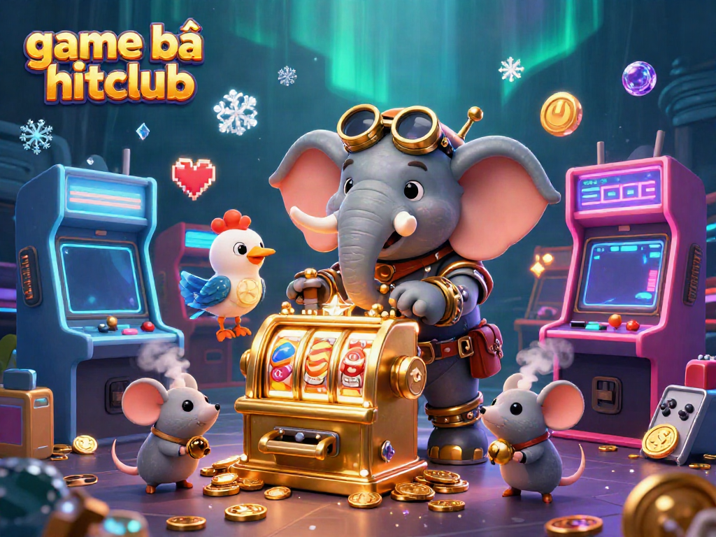 Discover dynamic gaming at its finest with game bài hitclub, featuring a steampunk elephant engineer operating a golden slot machine.