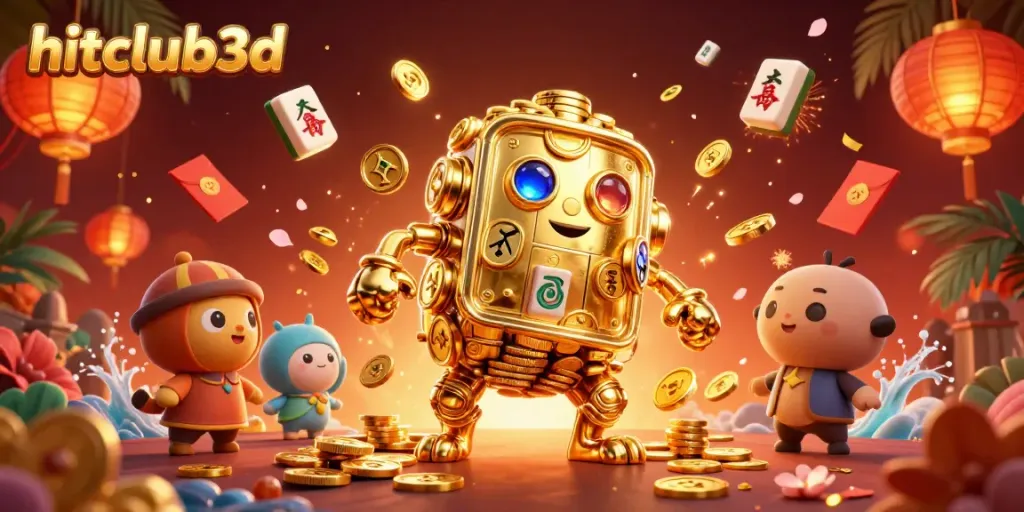 Experience thrilling gameplay at hitclub3d with unique casino elements surrounding an ancient golden golem.
