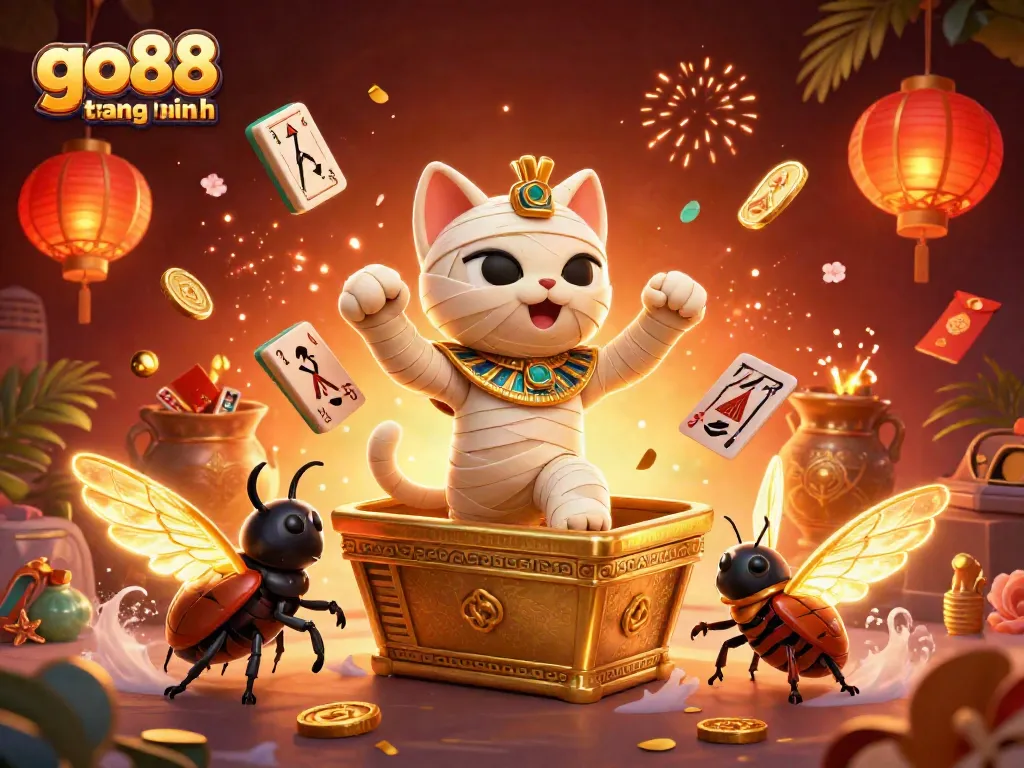 Experience the excitement of go88 trang chính with a vibrant casino scene featuring unique Egyptian-themed elements.
