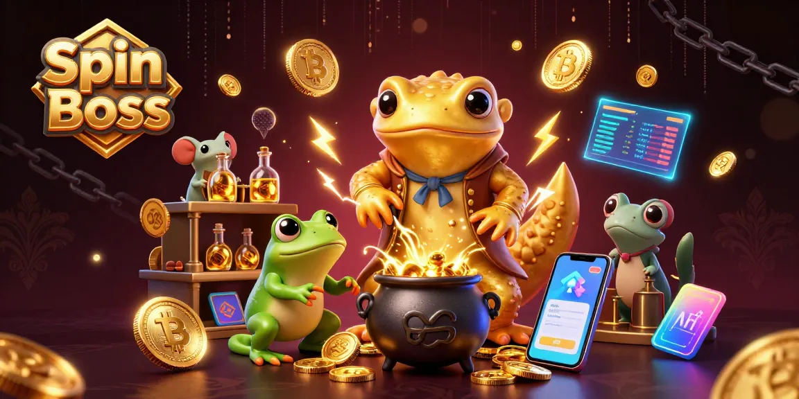Engage in thrilling gaming at Spin Boss with a dynamic scene showcasing gold coins and energetic characters.