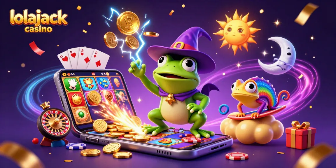 Experience the excitement of lolajack casino with vibrant golden coin storms and thrilling game elements.