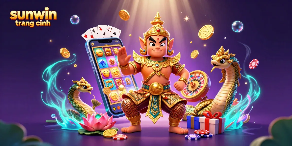 Experience the vibrant world of sunwin trang chính with a lively 3D illustration showcasing thrilling gaming elements.